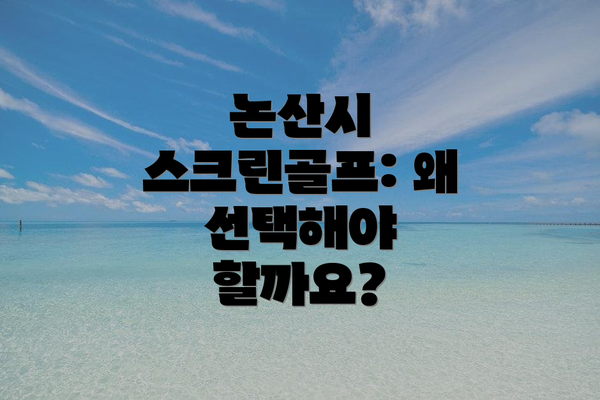 논산시 스크린골프: 왜 선택해야 할까요?