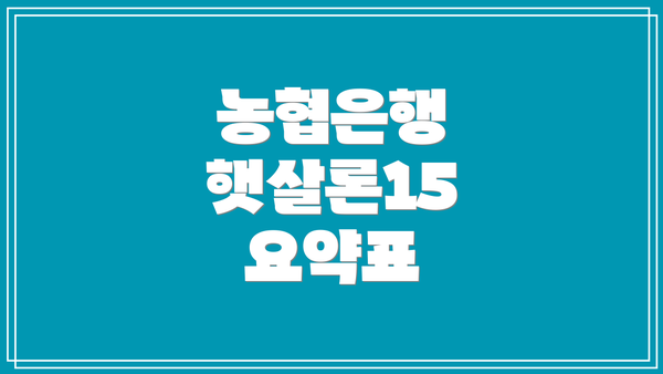 농협은행 햇살론15 요약표