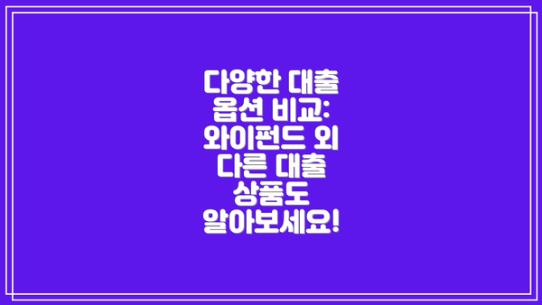 다양한 대출 옵션 비교: 와이펀드 외 다른 대출 상품도 알아보세요!