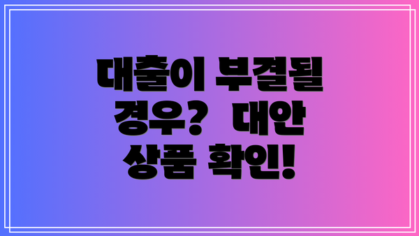 대출이 부결될 경우?  대안 상품 확인!
