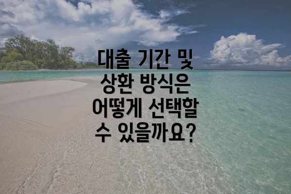 대출 기간 및 상환 방식은 어떻게 선택할 수 있을까요?