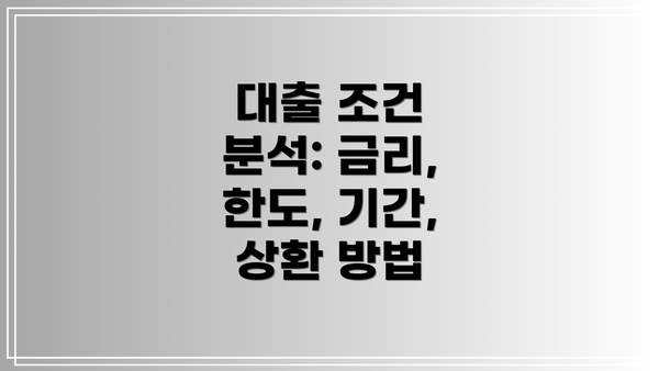 대출 조건 분석: 금리, 한도, 기간, 상환 방법