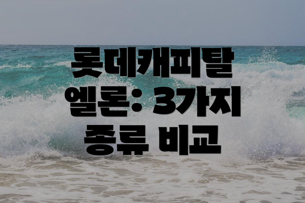 롯데캐피탈 엘론: 3가지 종류 비교