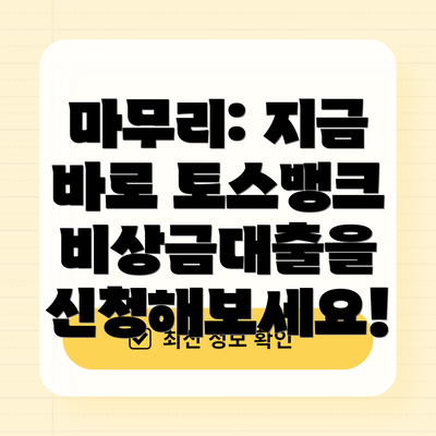 마무리: 지금 바로 토스뱅크 비상금대출을 신청해보세요!