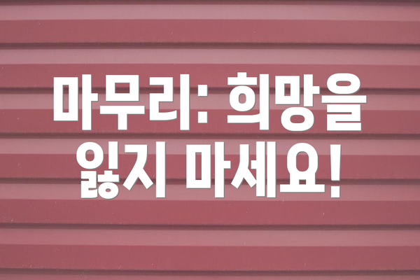 마무리: 희망을 잃지 마세요!