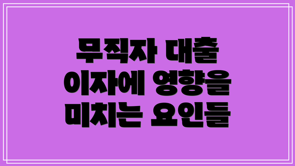 무직자 대출 이자에 영향을 미치는 요인들