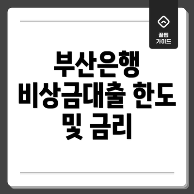 부산은행 비상금대출 한도 및 금리