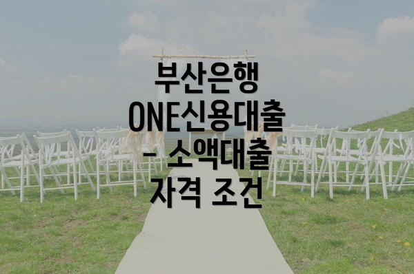 부산은행 ONE신용대출 - 소액대출 자격 조건