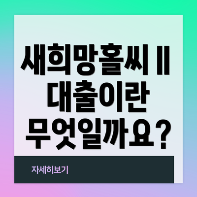 새희망홀씨Ⅱ 대출이란 무엇일까요?