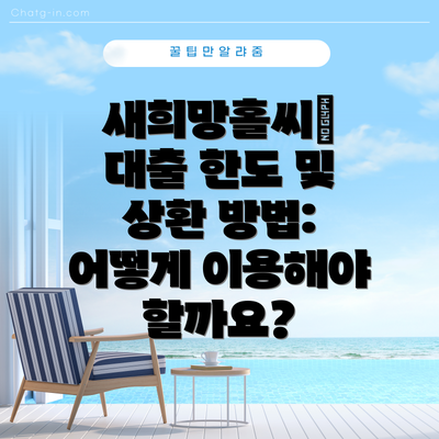 새희망홀씨Ⅱ 대출 한도 및 상환 방법: 어떻게 이용해야 할까요?