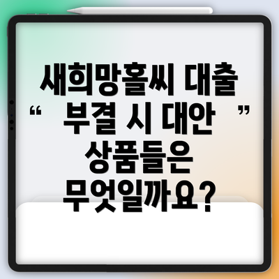 새희망홀씨 대출 부결 시 대안 상품들은 무엇일까요?