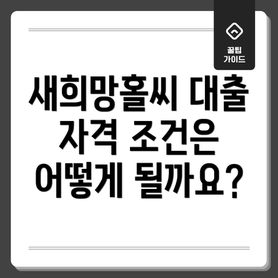새희망홀씨 대출 자격 조건은 어떻게 될까요?