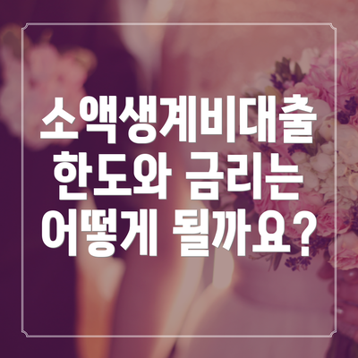 소액생계비대출 한도와 금리는 어떻게 될까요?