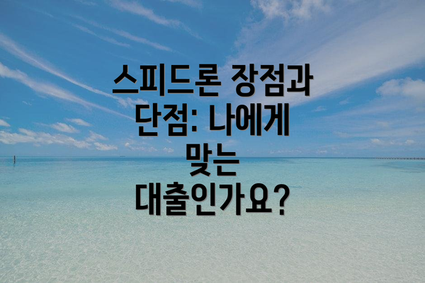 스피드론 장점과 단점: 나에게 맞는 대출인가요?