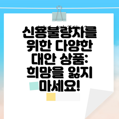 신용불량자를 위한 다양한 대안 상품: 희망을 잃지 마세요!
