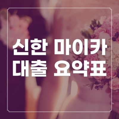 신한 마이카 대출 요약표
