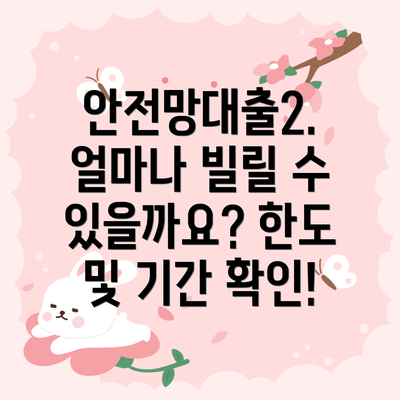 안전망대출2. 얼마나 빌릴 수 있을까요? 한도 및 기간 확인!