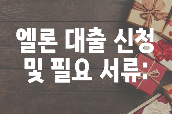 엘론 대출 신청 및 필요 서류: