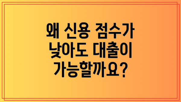 왜 신용 점수가 낮아도 대출이 가능할까요?