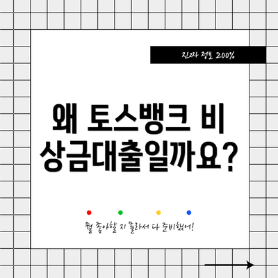 왜 토스뱅크 비상금대출일까요?
