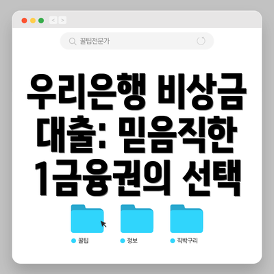 우리은행 비상금 대출: 믿음직한 1금융권의 선택
