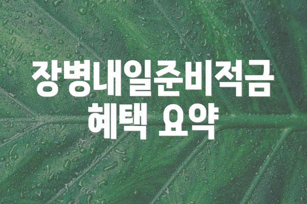 장병내일준비적금 혜택 요약