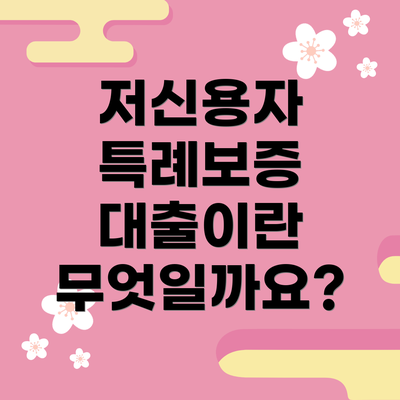 저신용자 특례보증 대출이란 무엇일까요?