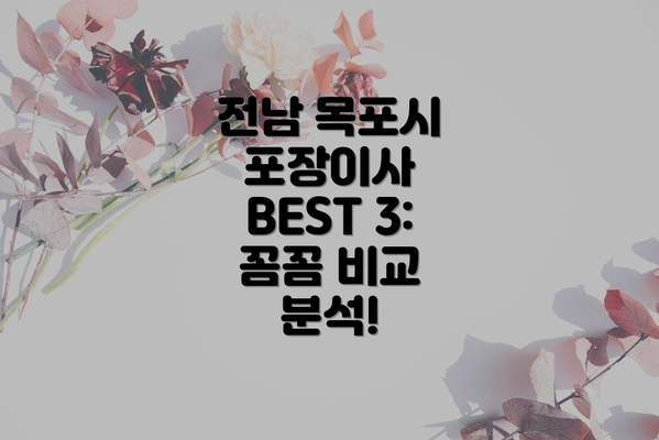 전남 목포시 포장이사 BEST 3:  꼼꼼 비교 분석!