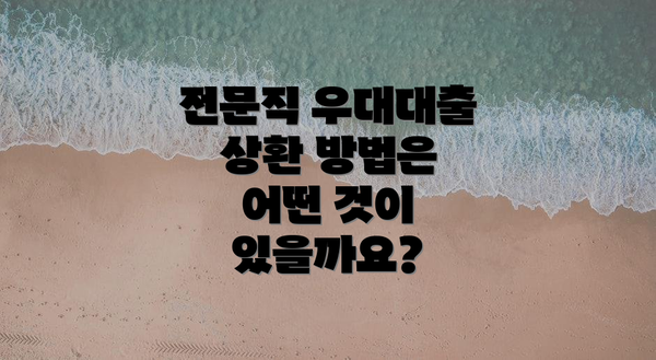 전문직 우대대출 상환 방법은 어떤 것이 있을까요?