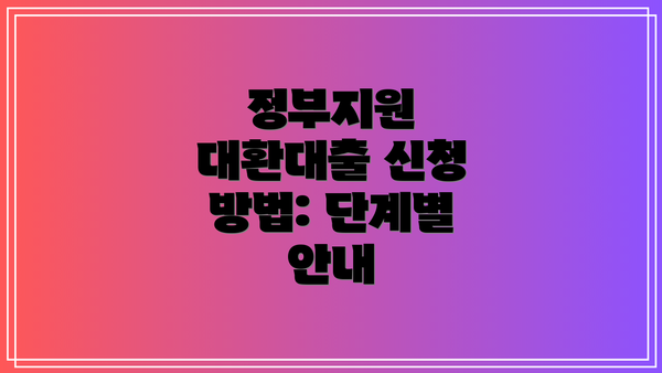 정부지원 대환대출 신청 방법: 단계별 안내