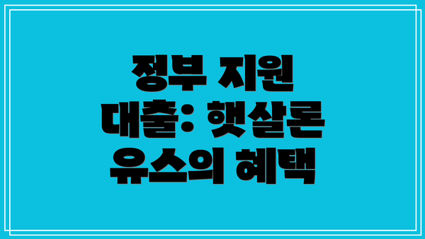 정부 지원 대출: 햇살론 유스의 혜택