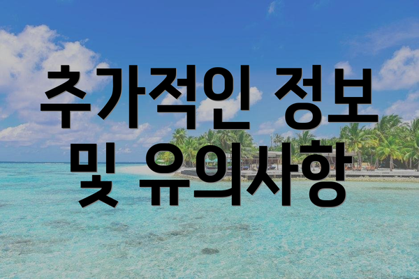 추가적인 정보 및 유의사항