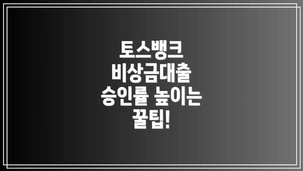 토스뱅크 비상금대출 승인률 높이는 꿀팁!