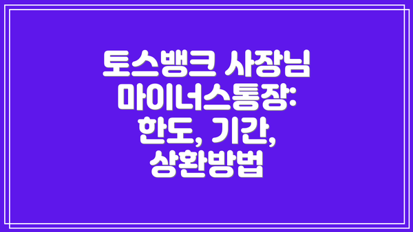 토스뱅크 사장님 마이너스통장 자격조건:  꼼꼼하게 확인하세요!