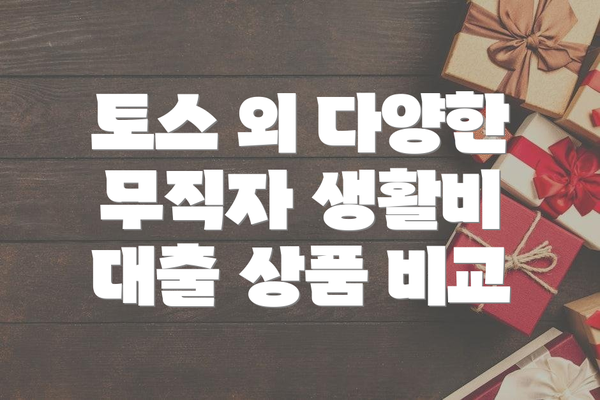 토스 외 다양한 무직자 생활비 대출 상품 비교