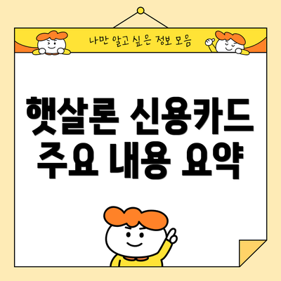 햇살론 신용카드 주요 내용 요약