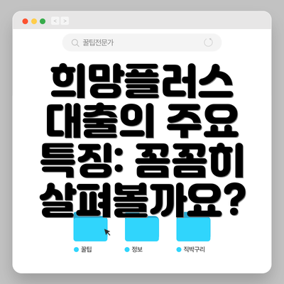 희망플러스 대출의 주요 특징: 꼼꼼히 살펴볼까요?