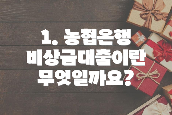 1. 농협은행 비상금대출이란 무엇일까요?