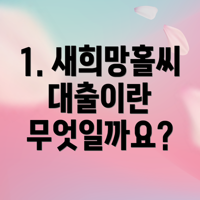 1. 새희망홀씨대출이란 무엇일까요?
