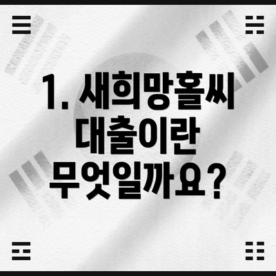 1. 새희망홀씨 대출이란 무엇일까요?
