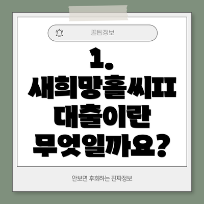 1. 새희망홀씨II 대출이란 무엇일까요?