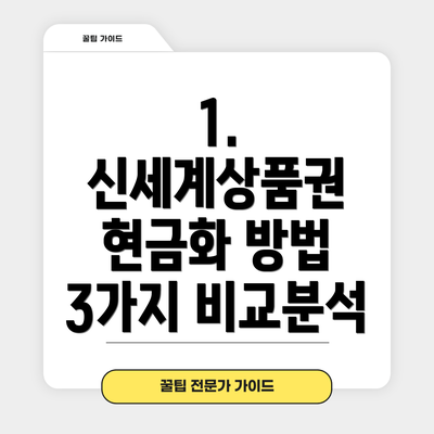 1. 신세계상품권 현금화 방법 3가지 비교분석