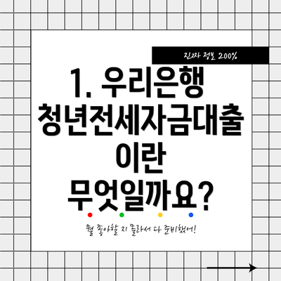 1. 우리은행 청년전세자금대출이란 무엇일까요?