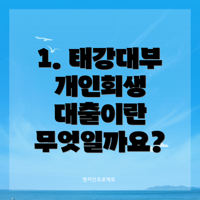 1. 태강대부 개인회생 대출이란 무엇일까요?