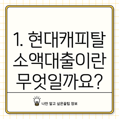 1. 현대캐피탈 소액대출이란 무엇일까요?