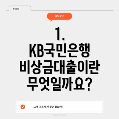 1. KB국민은행 비상금대출이란 무엇일까요?