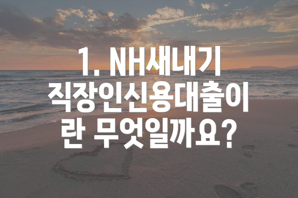 1. NH새내기직장인신용대출이란 무엇일까요?