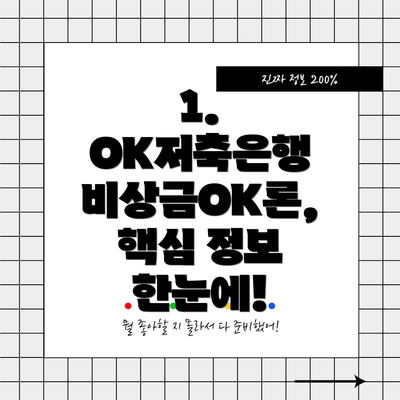 1. OK저축은행 비상금OK론, 핵심 정보 한눈에!