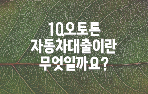 1Q오토론 자동차대출이란 무엇일까요?