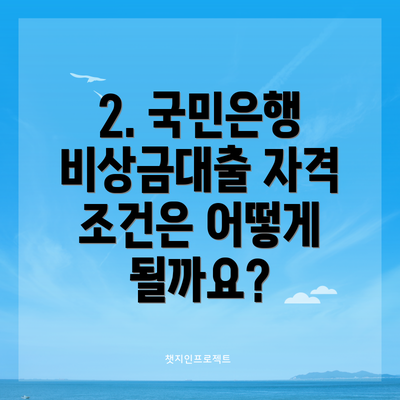 2. 국민은행 비상금대출 자격 조건은 어떻게 될까요?